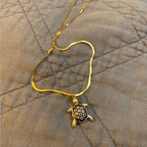 Gold Turtle Pendant Necklace